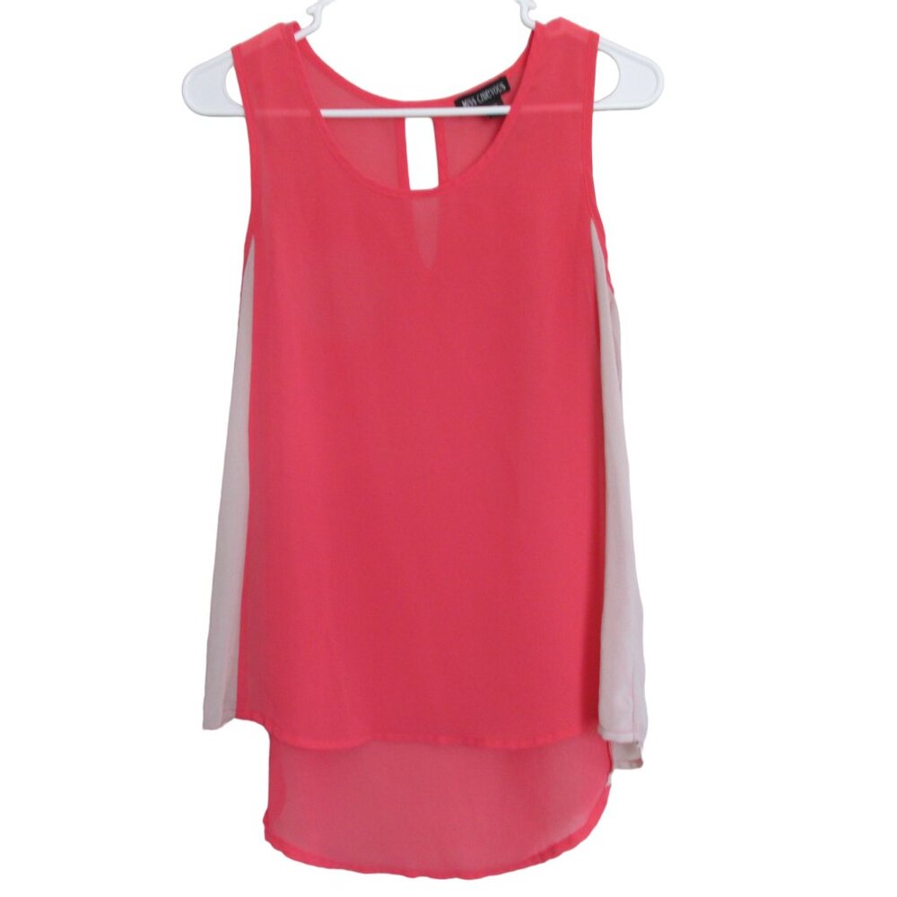 Miss Chievous Sleeveless Sheer Blouse Womens Medium Pink Pullover Shirt Top